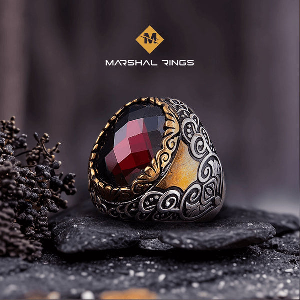 خاتم فضة رجالي عيار 925 بحجر زركون لامع بفخامة استثنائية - متجر المارشال للخواتم الرجالية 1