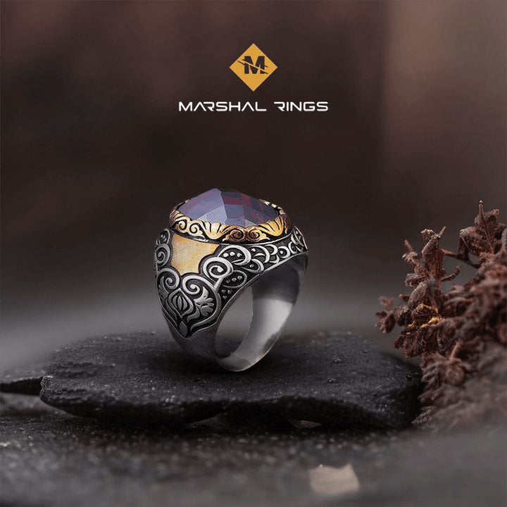 خاتم فضة رجالي عيار 925 بحجر زركون لامع بفخامة استثنائية - متجر المارشال للخواتم الرجالية 2