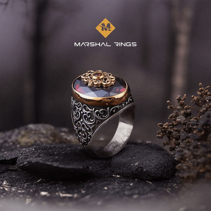 خاتم فضة رجالي عيار 925 بحجر زركون أنيق بتصميم ملكي - متجر المارشال للخواتم الرجالية 2