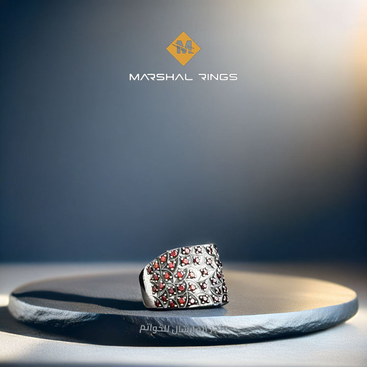 خاتم فضة رجالي 925 مرصع بأحجار مايكرو  - متجر المارشال للخواتم الرجالية 1