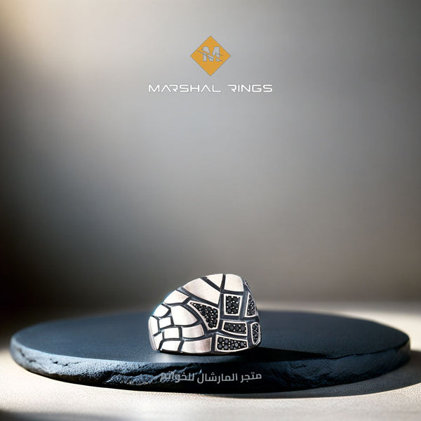 خاتم فضة رجالي 925 مرصع بحجر السيتيرين - متجر المارشال للخواتم الرجالية 1