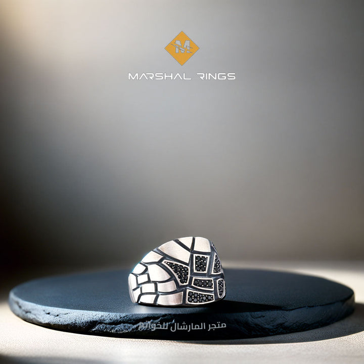 خاتم فضة رجالي 925 مرصع بحجر السيتيرين - متجر المارشال للخواتم الرجالية 1