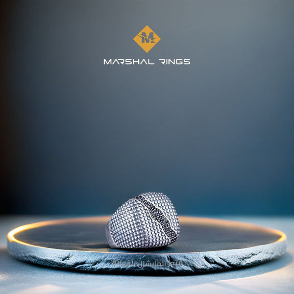 خاتم فضة رجالي 925 مرصع بأحجار مايكرو  - متجر المارشال للخواتم الرجالية 1
