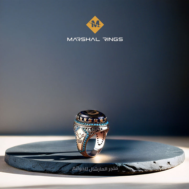 خاتم فضة رجالي 925 بتصميم عسكري قوي ومميز - متجر المارشال للخواتم الرجالية 2