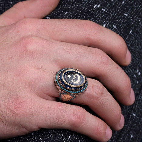 خاتم فضة رجالي 925 بتصميم عسكري قوي ومميز - متجر المارشال للخواتم الرجالية 3