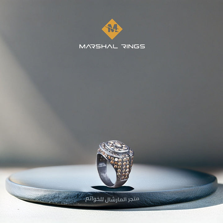 خاتم فضة رجالي 925 مرصع بحجر الزركون بتصميم عصري  - متجر المارشال للخواتم الرجالية 2