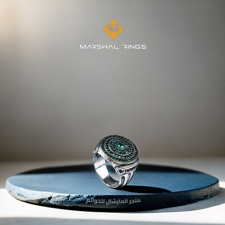 خاتم فضة رجالي 925 مرصع بحجر الزركون بتصميم أنيق - متجر المارشال للخواتم الرجالية 2