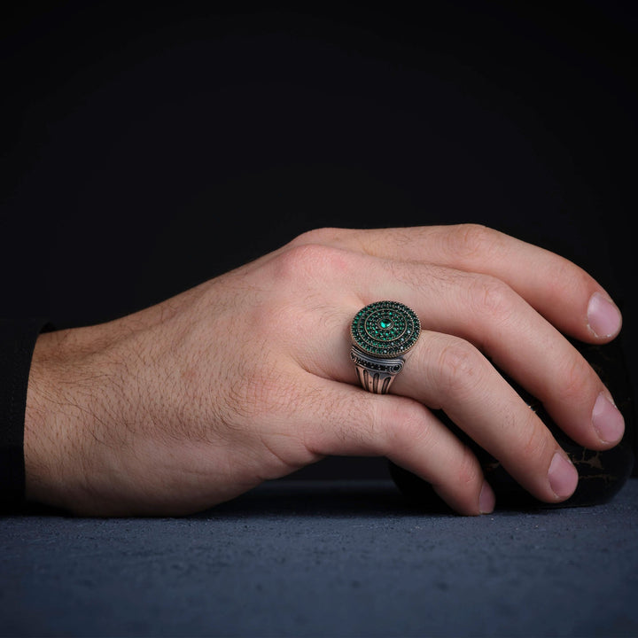 خاتم فضة رجالي 925 مرصع بحجر الزركون بتصميم أنيق - متجر المارشال للخواتم الرجالية 3