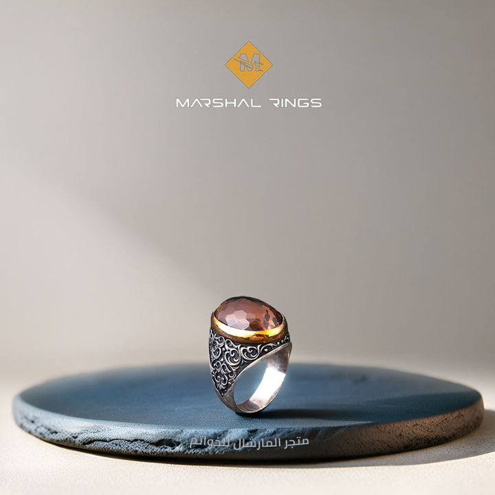 خاتم فضة رجالي 925 مرصع بحجر الزولتانيت بتصميم كلاسيكي فاخر - متجر المارشال للخواتم الرجالية 2