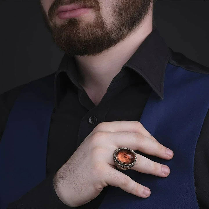 خاتم فضة رجالي 925 مرصع بحجر الزولتانيت ضمن تصميم عصري فاخر - متجر المارشال للخواتم الرجالية 3